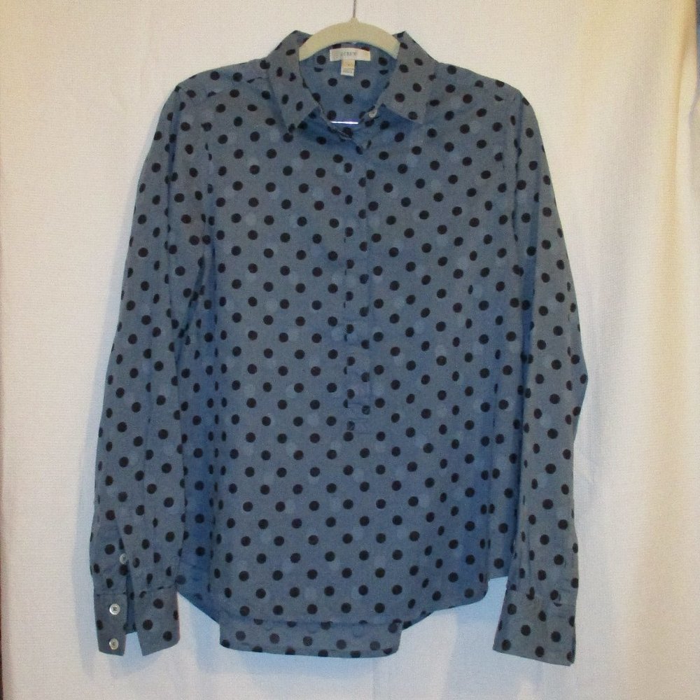 J.Crew Blue Polka Dot Popover Button Down. Sz. 4